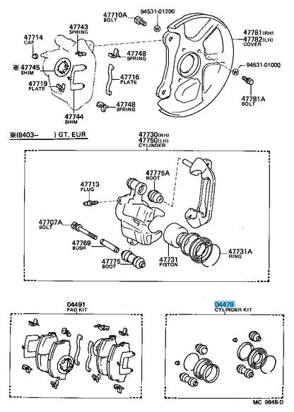 TOYOTA LEVIN TRUENO AE86 Genuine Front Disc Brake Pad Kit & Cylinder Kit Set OEM