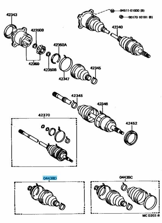 TOYOTA SUPRA GA70 Genuine Rear Drive Shaft Inboard Joint Boot 04437-14070 OEM