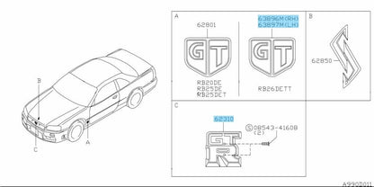 NISSAN SKYLINE GT-R BNR34 R34 Genuine Front "GT-R" & Side "GT" Emblem Badge OEM