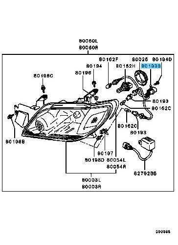 MITSUBISHI OUTLANDER CU2W 05-06 Genuine Headlamp Socket R & L  MB606747 x2 set