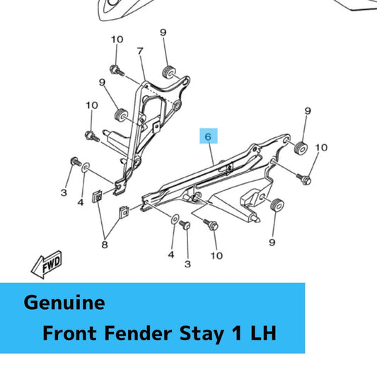 YAMAHA YFZ450R 2009-2013 Genuine Front Fender Stay 1 LH 18P-21513-00-00 OEM