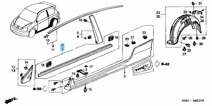 HONDA CIVIC TYPE-R EP3 2002-2005 Genuine Door Molding Assy Right & Left Set OEM
