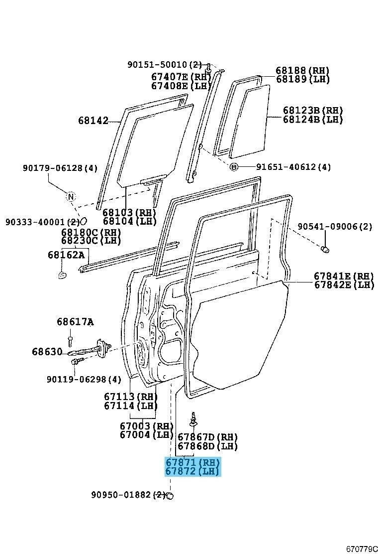 TOYOTA LAND CRUISER KZJ78 Genuine Front & Rear Door Weatherstrip RH LH Set OEM