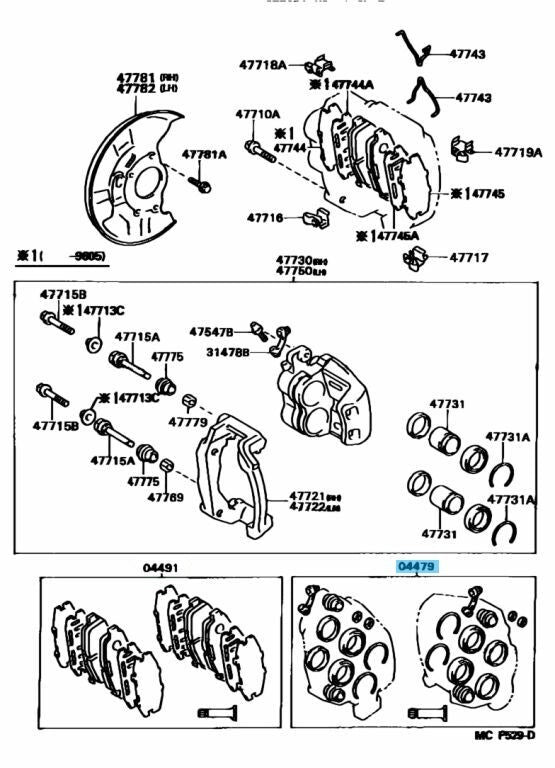 TOYOTA SUPRA JZA80 93-98 Genuine Front Disc Brake Cylinder Kit 04479-14140 OEM