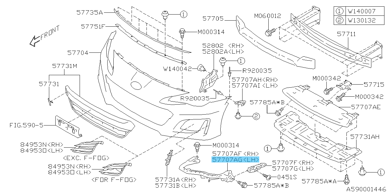 SUBARU BRZ ZC6 2013-2016 Genuine Front Bumper Corner Bracket Left 57707CA012 OEM