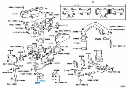 TOYOTA LAND CRUISER KZJ7# 93-96 Genuine Turbo Oil Inlet Pipe & Gasket Set OEM