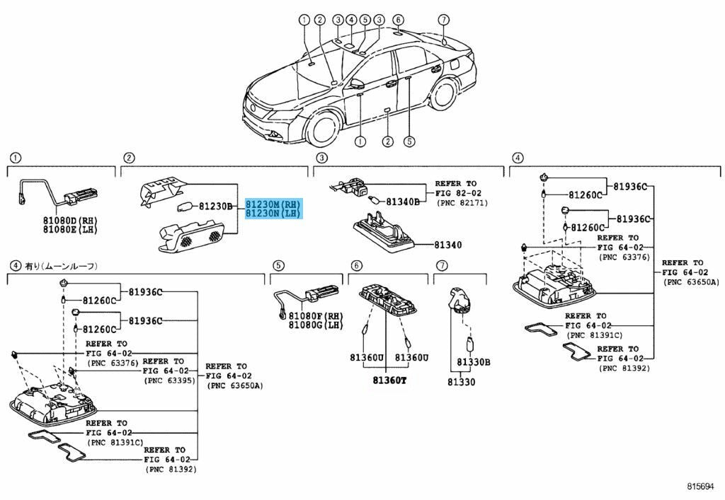 TOYOTA CAMRY ACV4# 2018-2019 Genuine Courtesy Lamp Assy 81230-30200 OEM