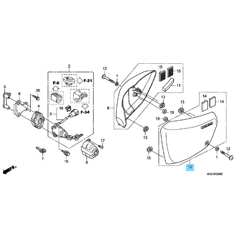 HONDA VT750RS '10-13 Genuine Side Cover(Graphite Black) LH 63100-MGR-670ZA OEM