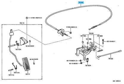 TOYOTA SUPRA MA70 86-93 Genuine Accelerator Control Cable 78180-1B050 OEM LHD