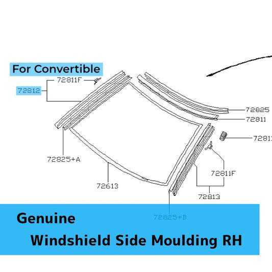 NISSAN 300ZX Z32 '93-96 Genuine Windshield Side Moulding RH 72760-46P00 For CV