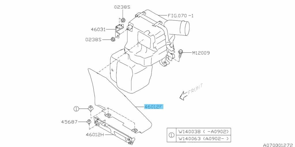 SUBARU FORESTER SH5 SH9 2009-2013 Genuine Air Intake Duct 46012SC000 OEM