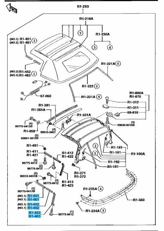 MAZDA MX-5 MIATA NA8C 90-97 Genuine Soft Top Weather Strip Right & Left Set OEM