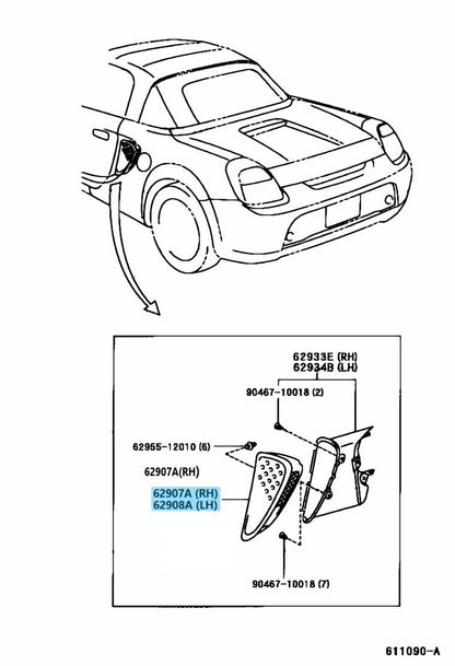 TOYOTA MR-S MR2 ROADSTER SPIDER ZZW30 Quarter Panel Air Inlet Garnish Black Set