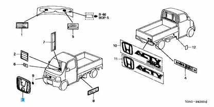 HONDA ACTY TRUCK HA6 HA7 Genuine Front Center Emblem " H " 75700-S3A-J00 OEM