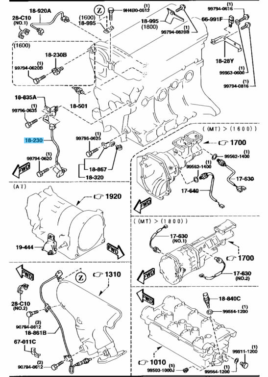 MAZDA MX-5 MIATA NB6C 1999-2005 Genuine Crank Angle Sensor BP4W-18-221B OEM