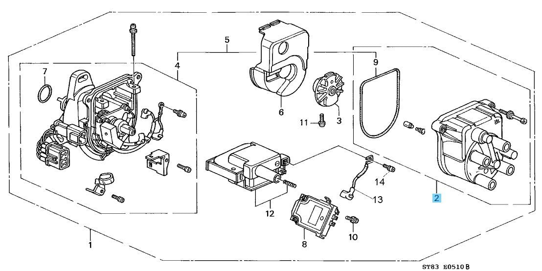 HONDA ACURA INTEGRA DB8 DC2 1997-2001 Genuine Distributor Cap 30102-P72-006 OEM