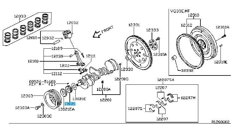 NISSAN XTERRA WD22 2000-2004 Genuine Crankshaft Sprocket 13021-0W000 OEM