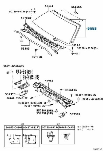 TOYOTA LEXUS Genuine Front Weather Strip Windshield Glass Dam 04562-12010 OEM