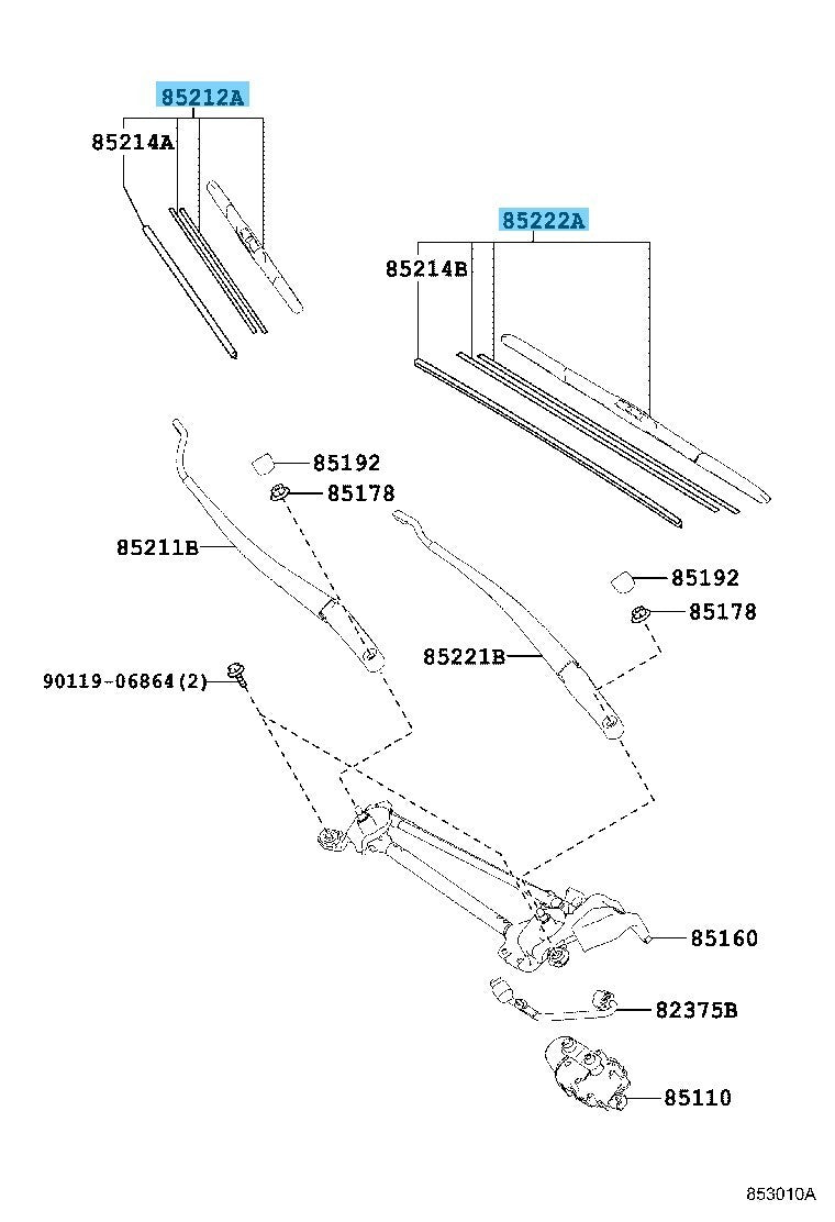 TOYOTA RAV4 ALA40 ASA44 2013-2018 Genuine Front Wiper Blade  RH & LH set