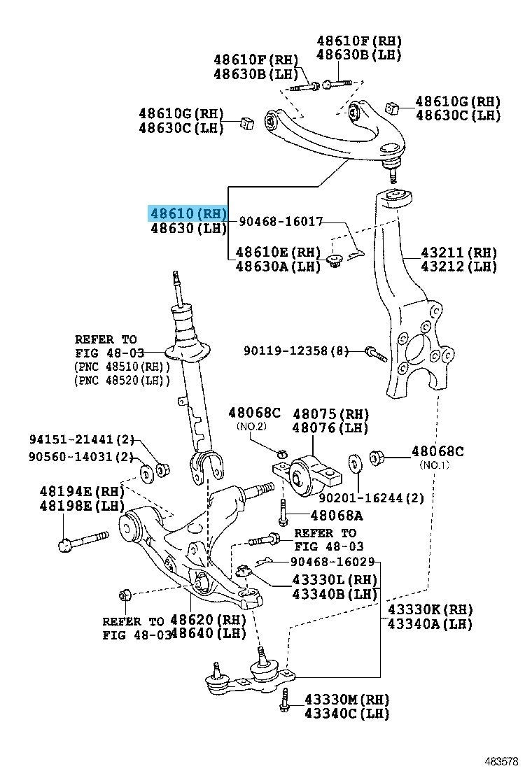 LEXUS GS350 GRL1# '13-20 Genuine Fr/Suspension Arm Upper RH 48610-39185 For RWD