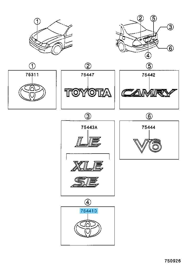 TOYOTA CAMRY ACV30 MCV30 02-06 Genuine Rear Symbol Emblem 90975-02037 OEM