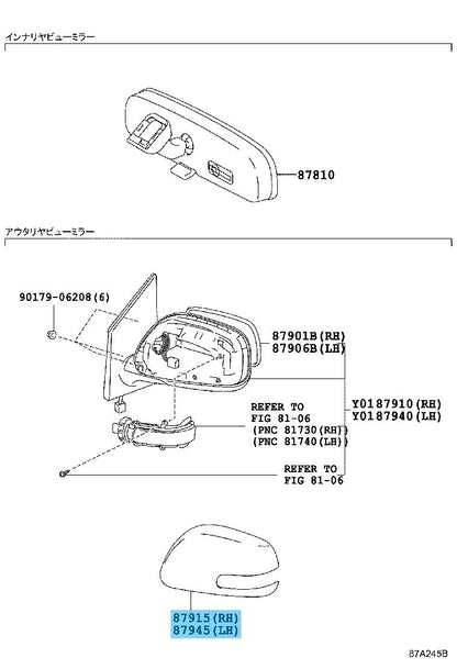TOYOTA BELTA SCP92 2008/08-2011/08 Genuine Outer Mirror Cover RH & LH Set (1E7)