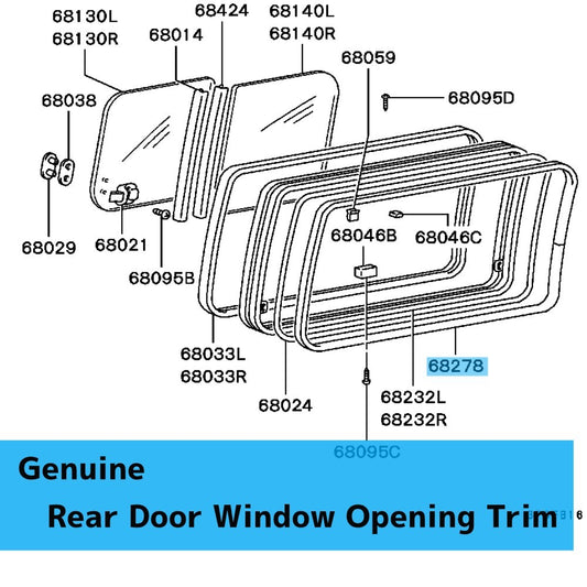 MITSUBISHI DELICA P0#W Genuine Rear Door Window Opening Trim RH or LH MB478724