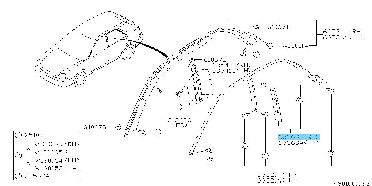 SUBARU IMPREZA WRX GG 2002-2007 Genuine B Pillar Cover Assy RH OEM For Wagons