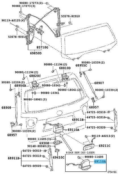 TOYOTA SEQUOIA 2008-2021 Genuine Back Door Tailgate Lock W/Power 69110-0C041 OEM