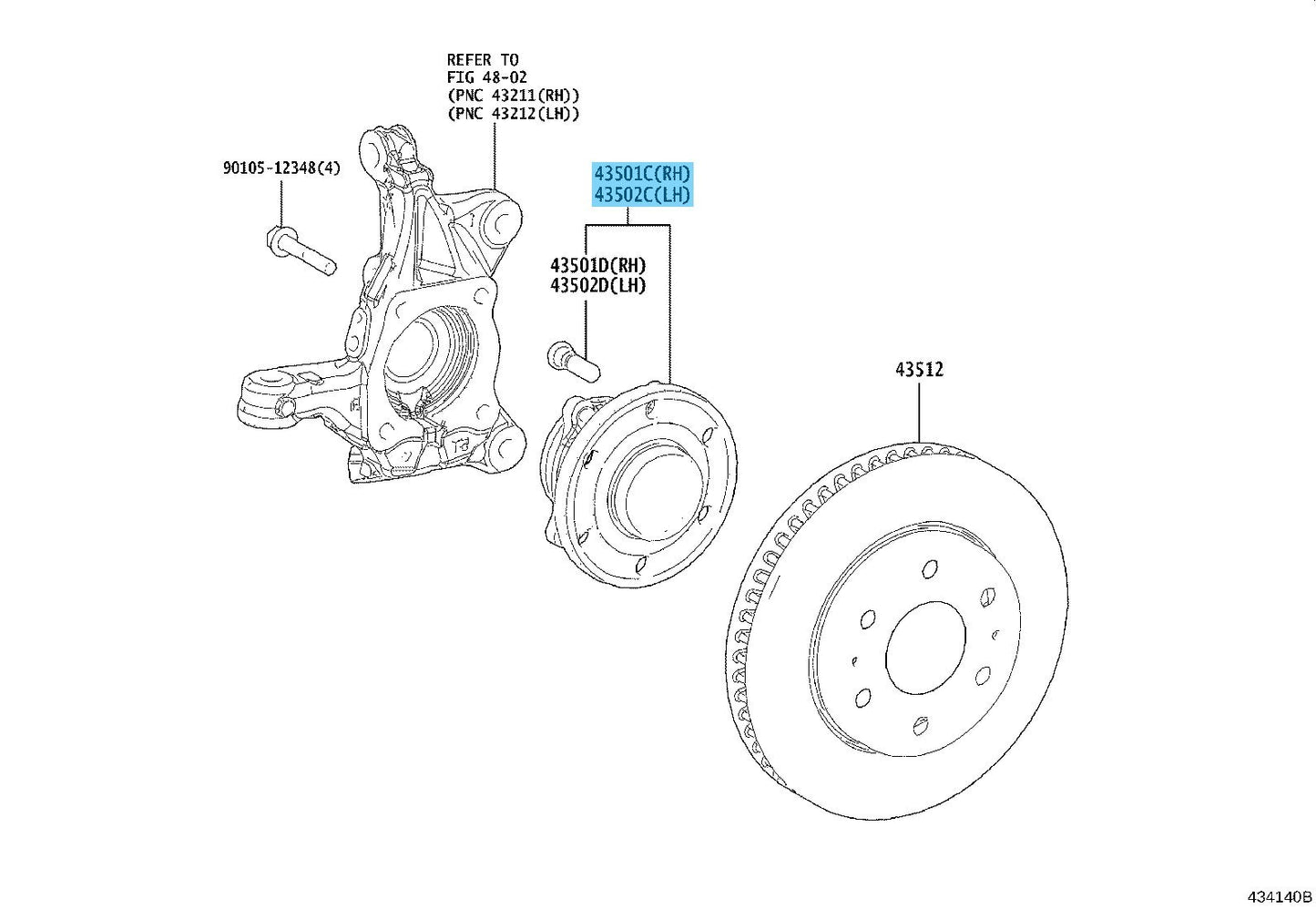 TOYOTA GRNVA HIACE H300 2019- Genuine Front Axle Hub RH or LH 43550-26010 OEM