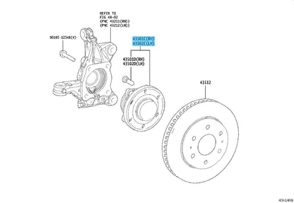TOYOTA GRNVA HIACE H300 2019- Genuine Front Axle Hub RH or LH 43550-26010 OEM