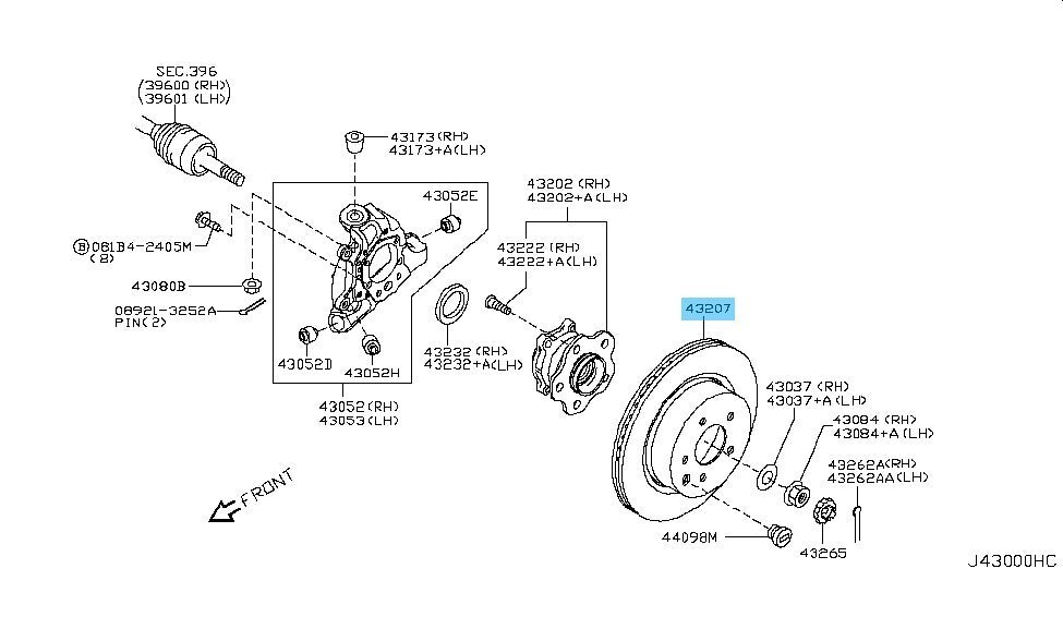NISSAN MURANO #Z50 #Z51 2003-2014 Genuine Rear Disc Brake Rotor 43206-CA000 OEM