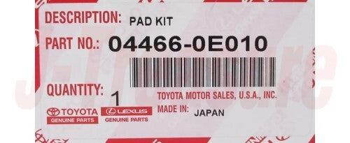 TOYOTA HIGHLANDER GSU50 14-19 Genuine Rear Disc Brake Pad Kit 04466-0E010 OEM