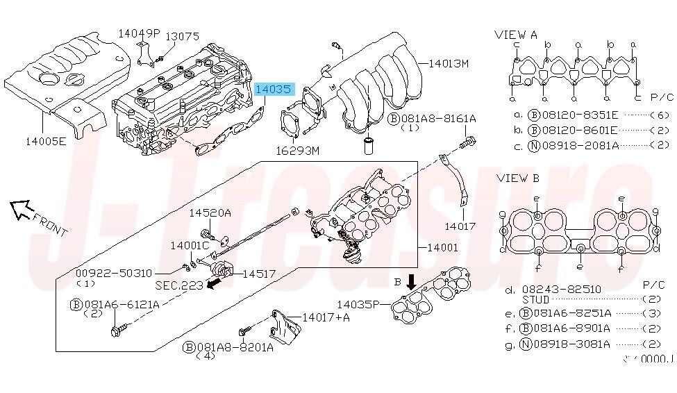 NISSAN 200SX S14 1995-1999 Genuine Manifold Gasket 14035-5U000 OEM