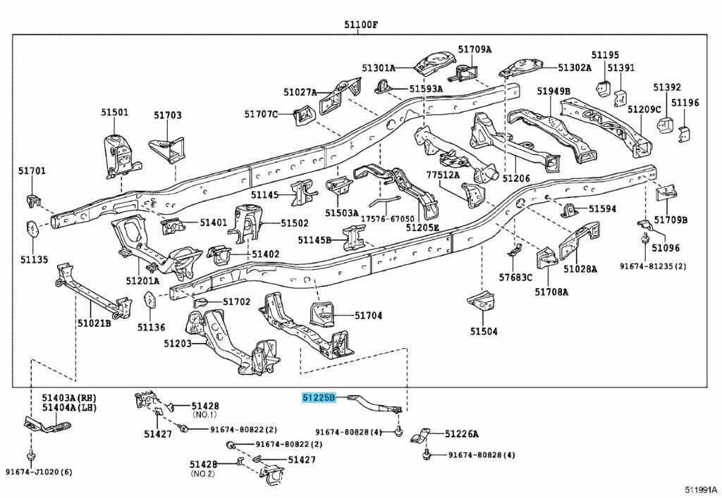 TOYOTA LEXUS Genuine Front Suspension Member Bracket Right 51225-35040 OEM