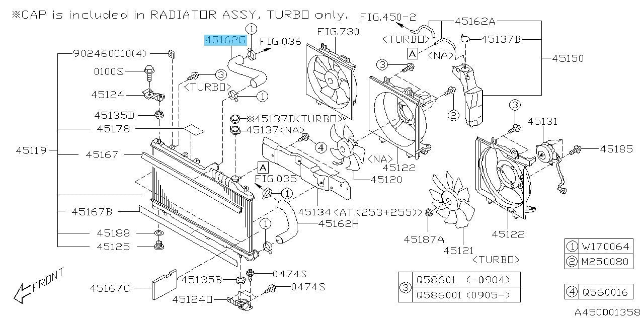 SUBARU IMPREZA WRX STI GE GV '08-14 Genuine Radiator Inlet Hose 45161AG000 OEM
