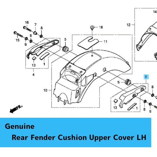 HONDA VT750RS '10-13 Genuine Rear Fender Cushion Upper Cover LH 77340-MGR-670