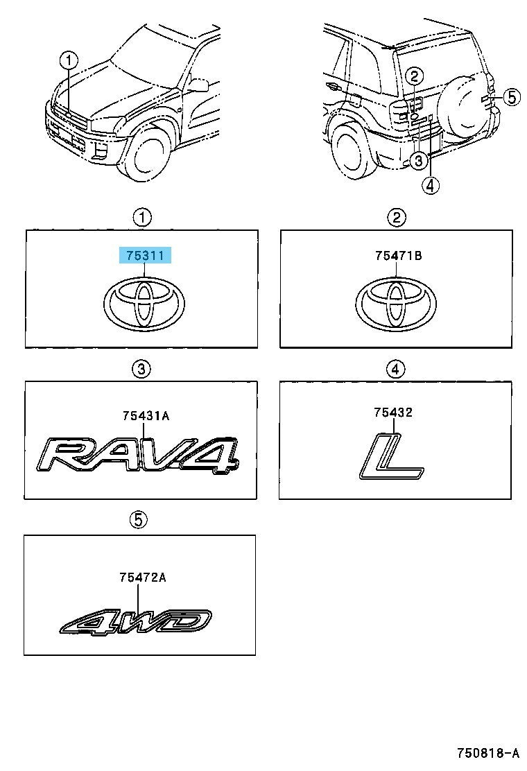 TOYOTA RAV4 ACA2# 2003-2005 Genuine Front Radiator Grille Emblem 75311-35200 OEM