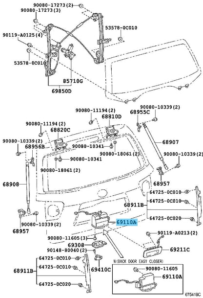 TOYOTA SEQUOIA USK6# 08-22 Genuine Back Door Tailgate Lock W/O Power 69110-0C031