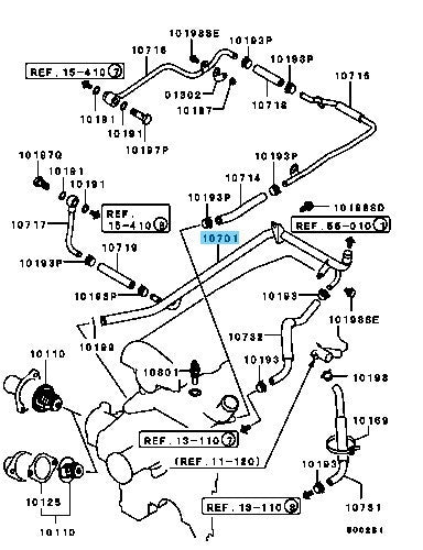 MITSUBISHI L200 K34T K64T '87-93 '97-04 Genuine Water Pump Water By-Pass Pipe