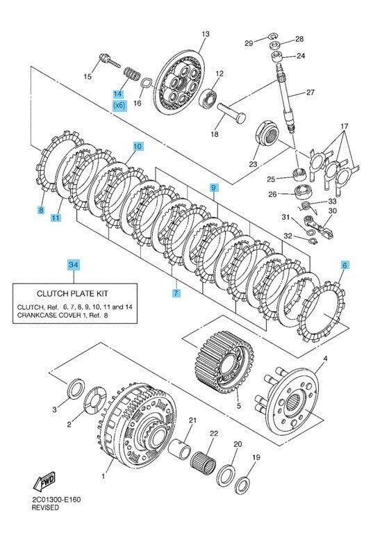 YAMAHA YZF-R6 2006-2012 2017-2020 Genuine Clutch Plate Kit 2C0-W001G-00-00 OEM