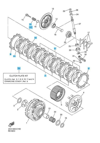 YAMAHA YZF-R6 2006-2012 2017-2020 Genuine Clutch Plate Kit 2C0-W001G-00-00 OEM