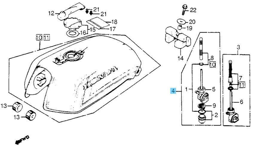HONDA CB750F CB750K CB900F 1982 Genuine Fuel Cock Assy 16950-MA4-771 OEM