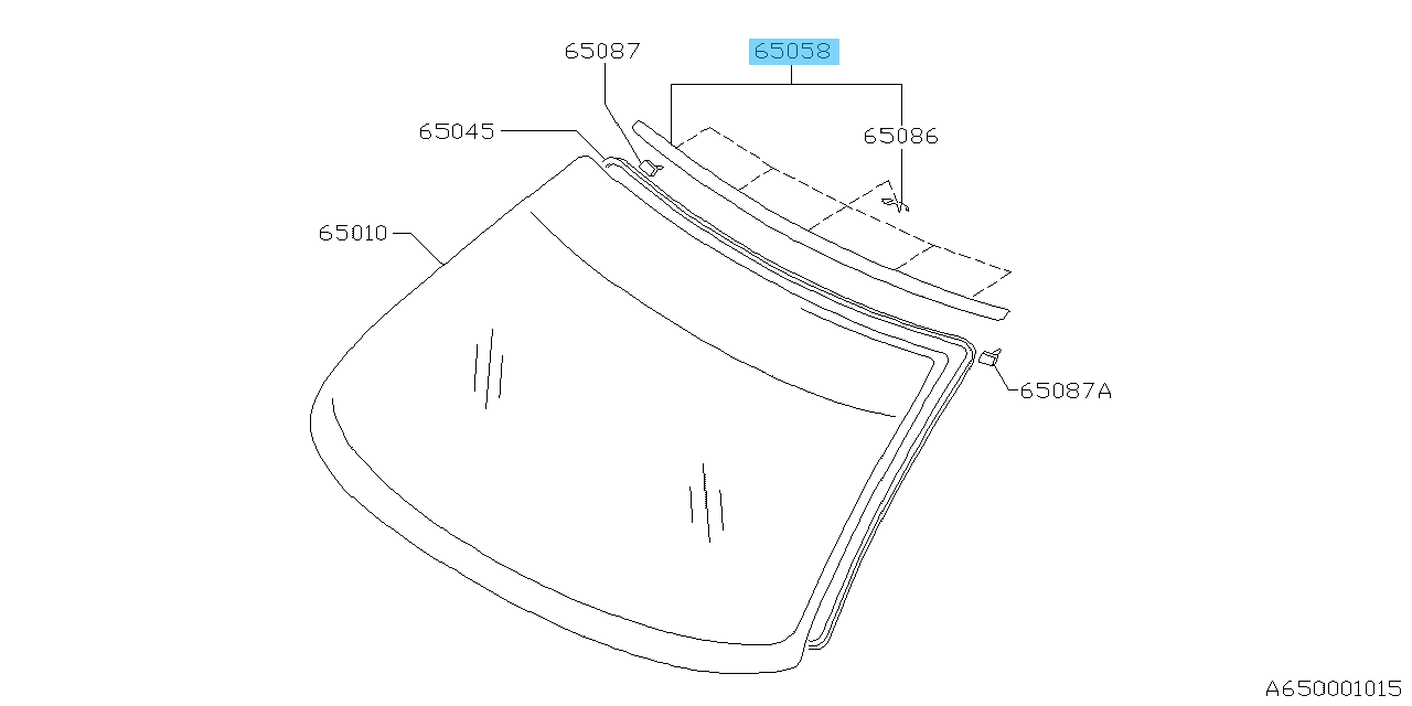 SUBARU IMPREZA GC# GF# 93-01 Genuine Front Window Upper Molding 65023FA000 OEM