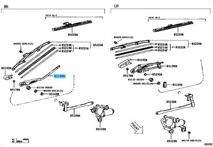 TOYOTA LAND CRUISER FZJ80 92-97 Genuine Rear Wiper Arm Assy RH 85241-60011 OEM