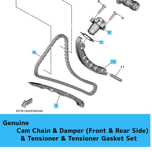 YAMAHA MT-09 '21-24 XSR900 '22-24 Genuine Cam Chain & Damper & Tensioner Set OEM