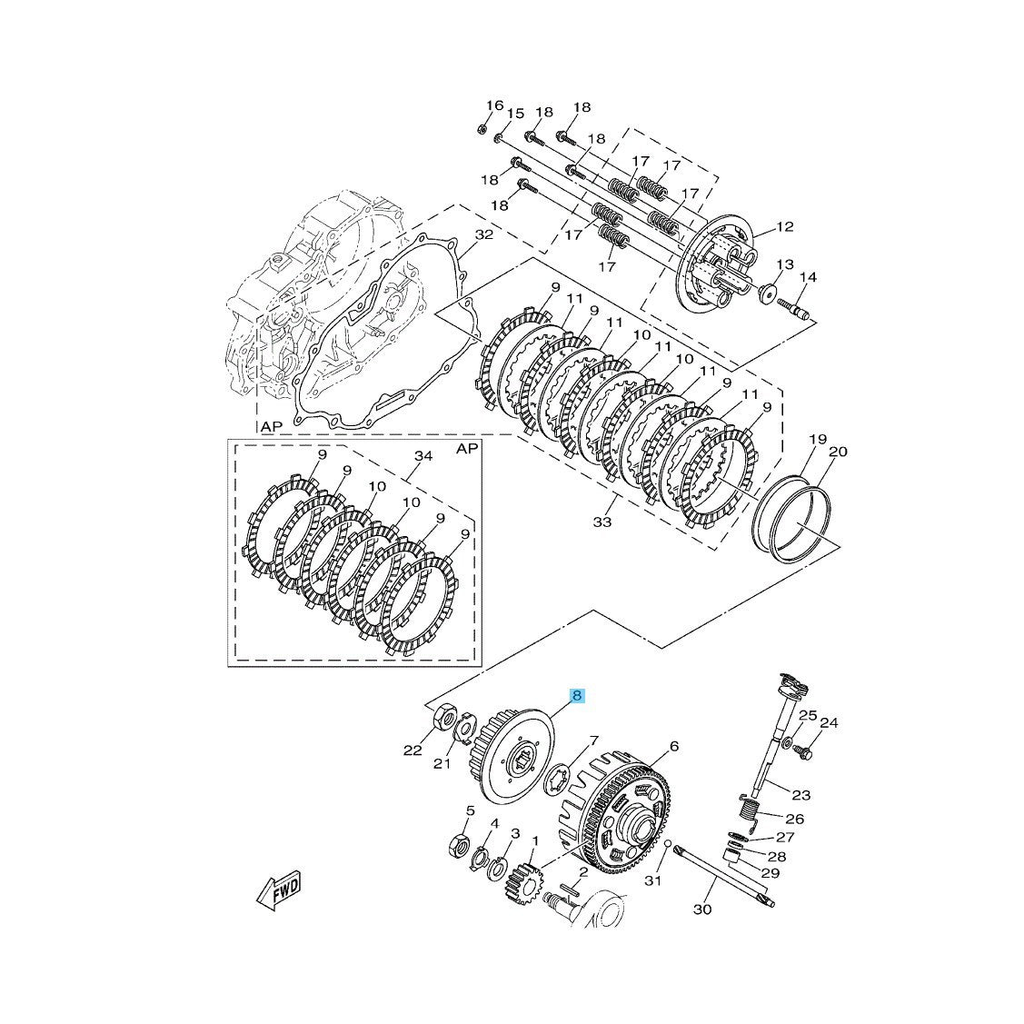 YAMAHA XT250 2008-2024 Genuine Clutch Boss 4GY-16371-01 OEM