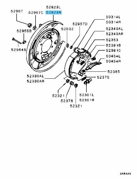 MITSUBISHI MONTERO SPORT K9#W 97-03 Genuine Rear Brake Backing Plate RH MB858534