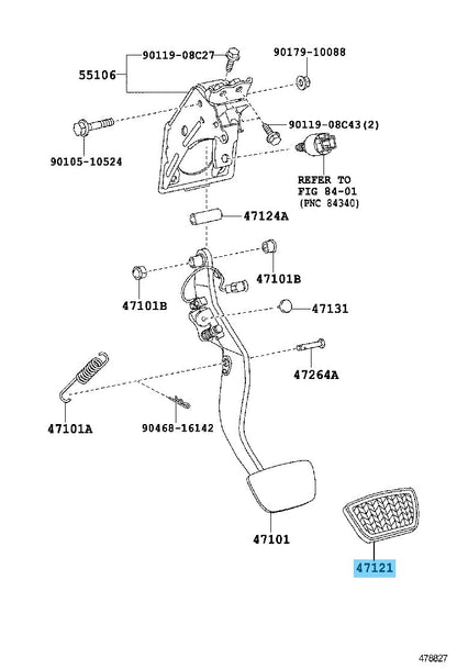 TOYOTA HIGHLANDER ACU20 ACV40 2001-2013 Genuine Brake Pedal Pad 47121-50020 OEM