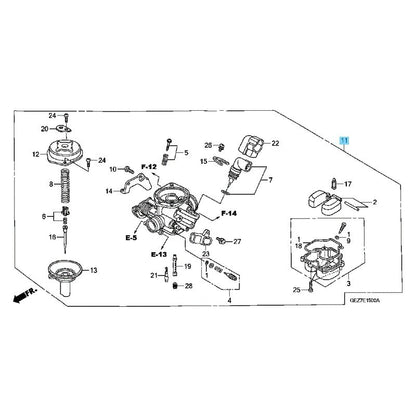 HONDA RUCKUS NPS50 '08-09 '11-20 '22-23 Genuine Carburetor Assy 16100-GGA-672